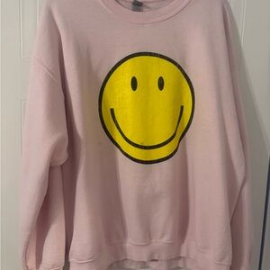 Echo Pink Smiley Face Crew Neck Sweater